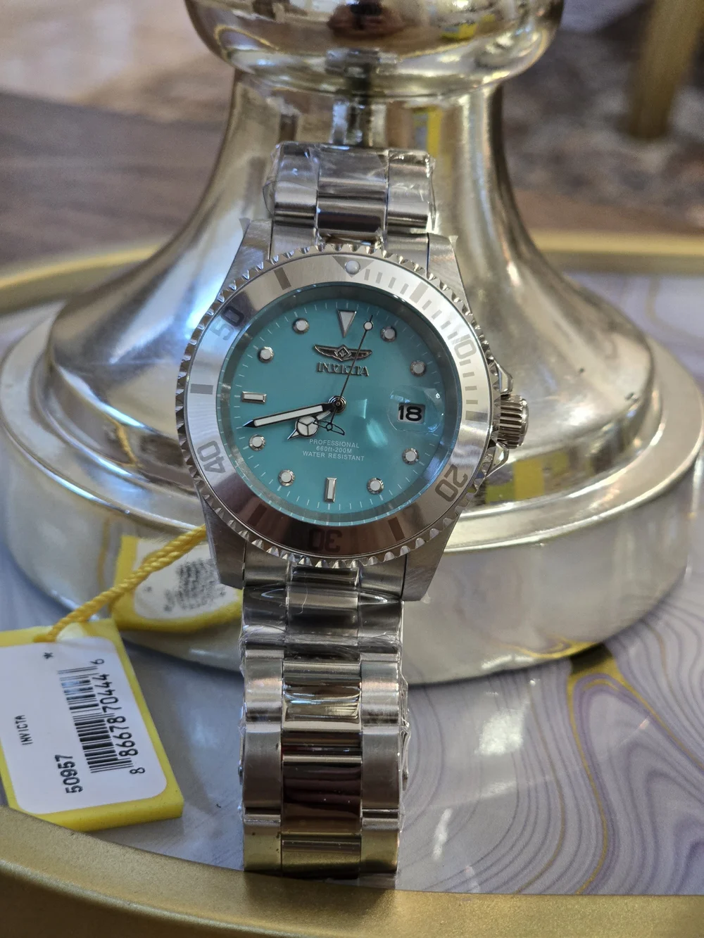 Invicta Men’s Professional Turquoise Dial Stainless Steel Dive Watch
